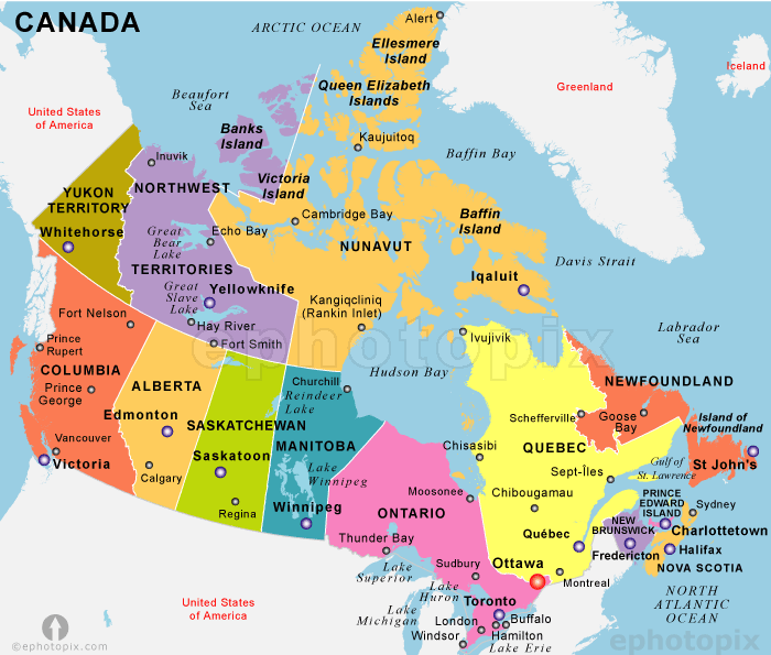 Canada-Map-Political-City